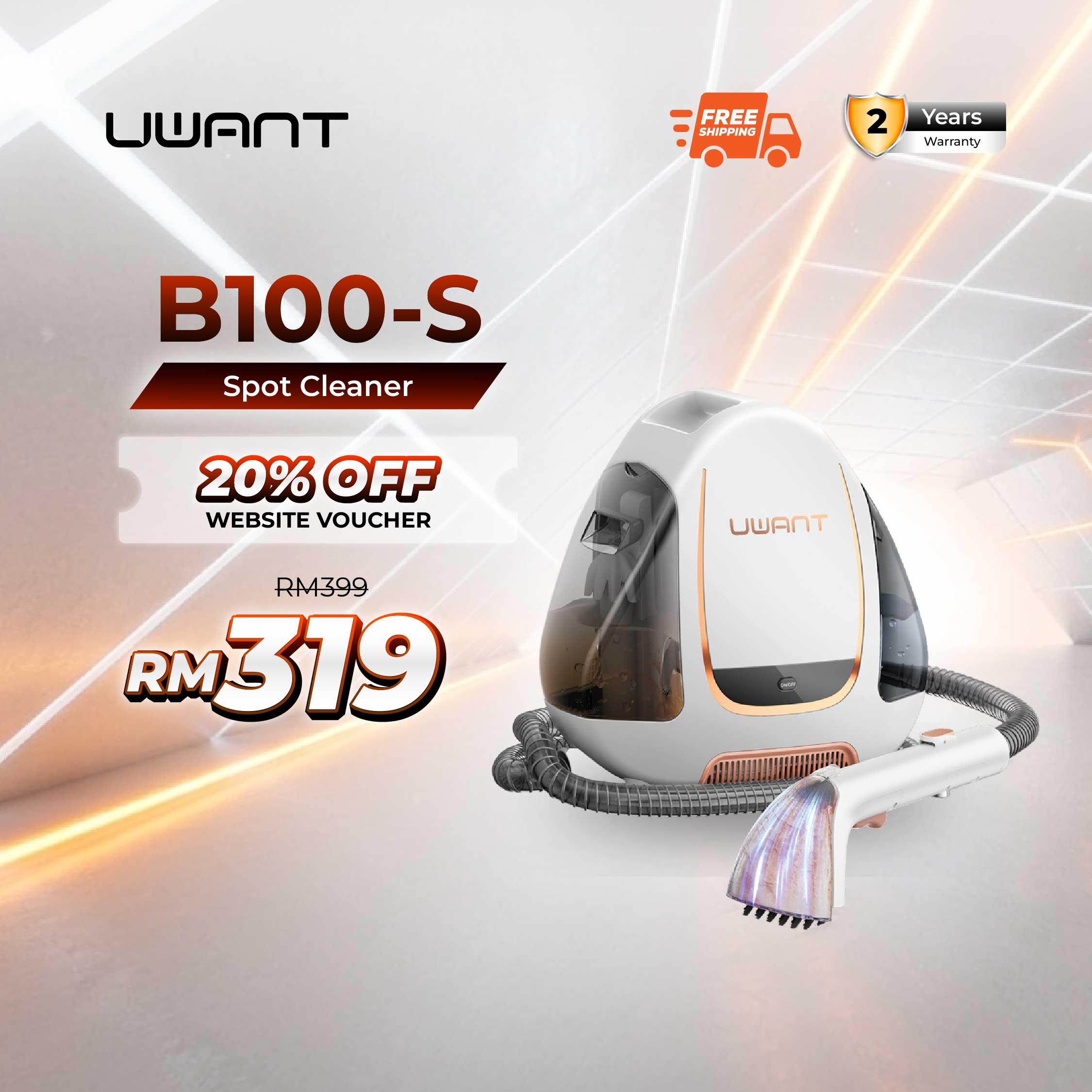Uwant B100S Portable Spot Cleaner | 3-Step Deep Stain Removal