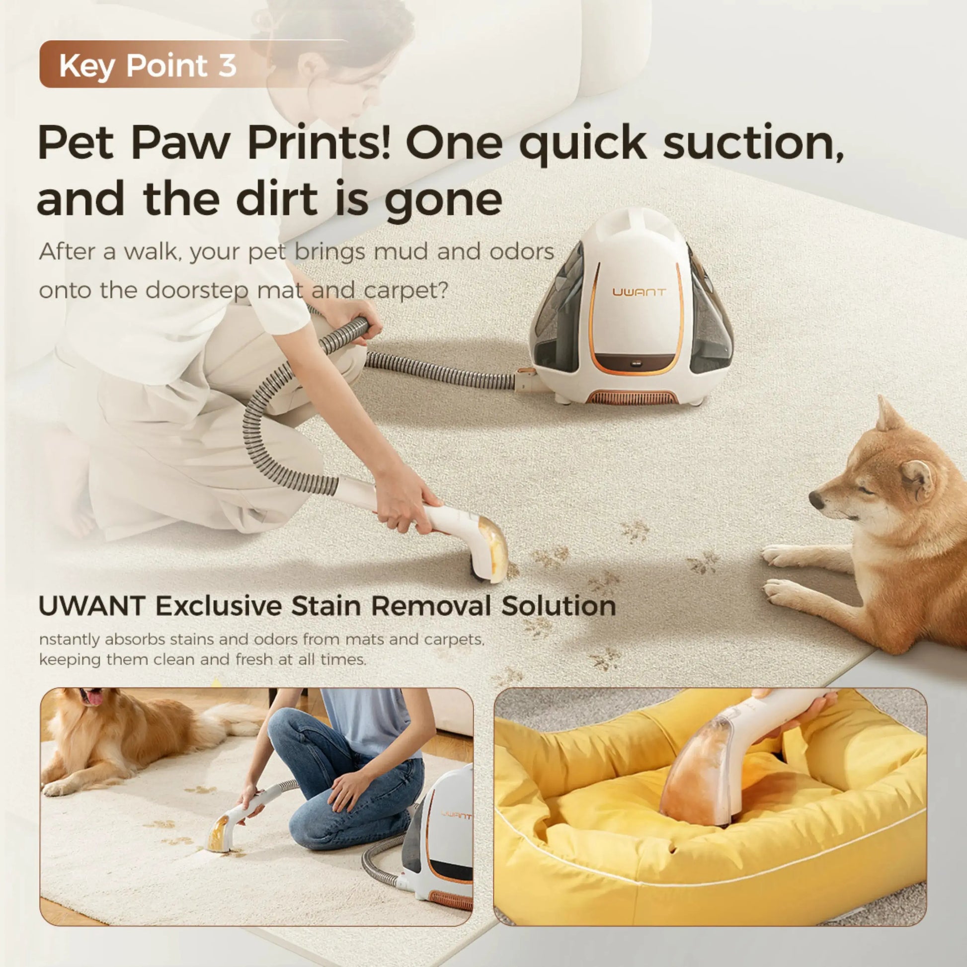 Uwant B100S Portable Spot Cleaner | 3-Step Deep Stain Removal